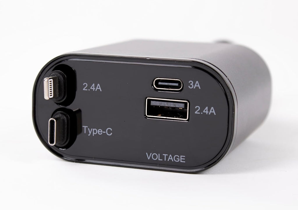 4 Fast Charging Ports with 80cm Retractable Cables