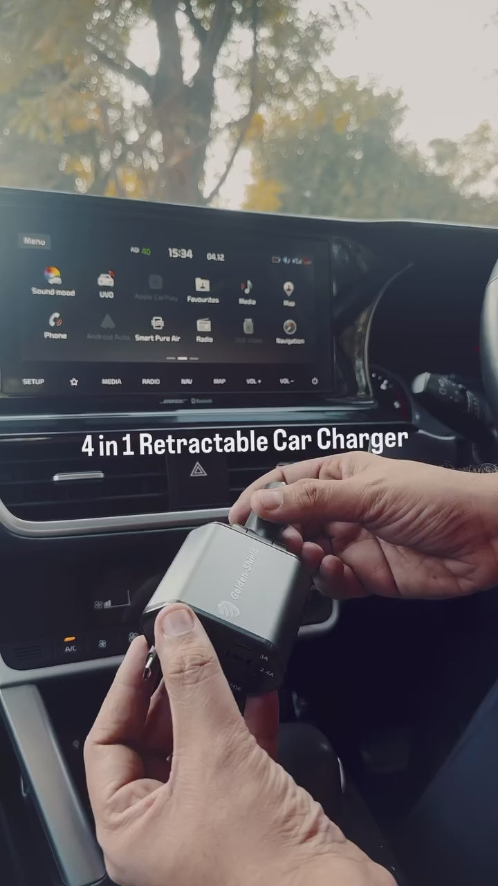 4 Fast Charging Ports with 80cm Retractable Cables